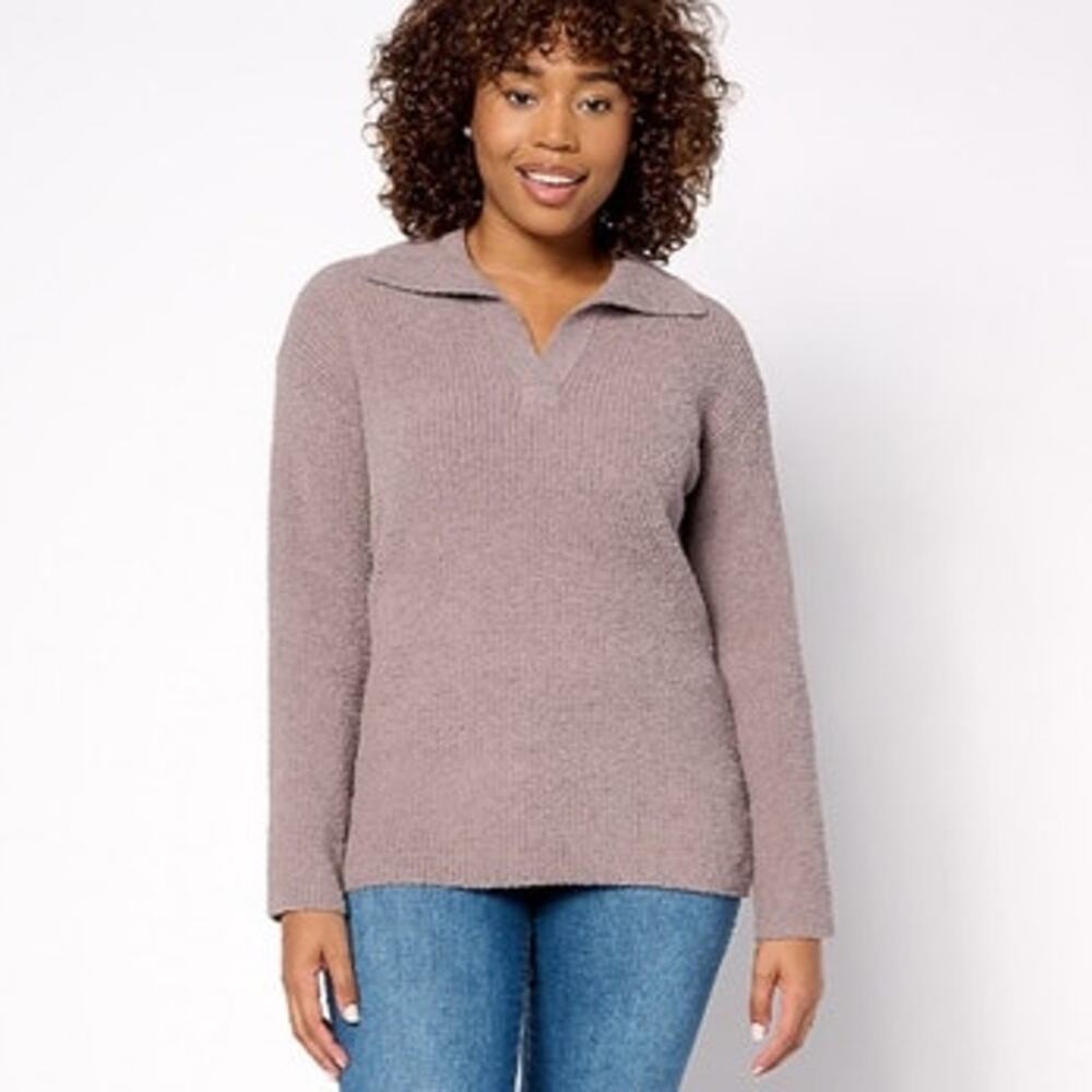 Barefoot Dreams Size Small CozyChic Cord Rib Pullover Driftwood Oversized NWT